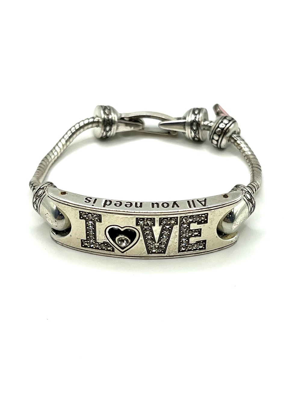 Brighton Silver LOVE Bracelet with Crystal Accents Power of Love Vintage